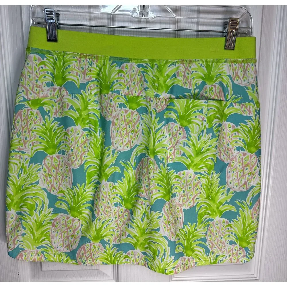 RLX Ralph Lauren Ladies Skort Size Small Lime, Blue and Pink Pineapples